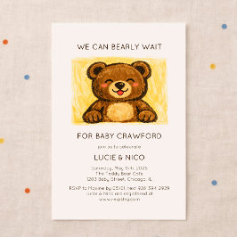 Convite We Can Bearly Wait! Modern Hand Drawn Baby Shower