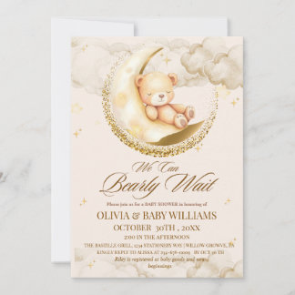Convite We can Bearly Wait Neutral Baby Shower