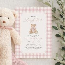 Convite We Can Bearly Wait Pink Teddy Bear Baby Shower