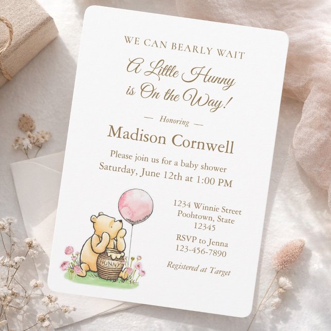 Convite We Can Bearly Wait Pooh Baby Shower Neutral  (Criador carregado)