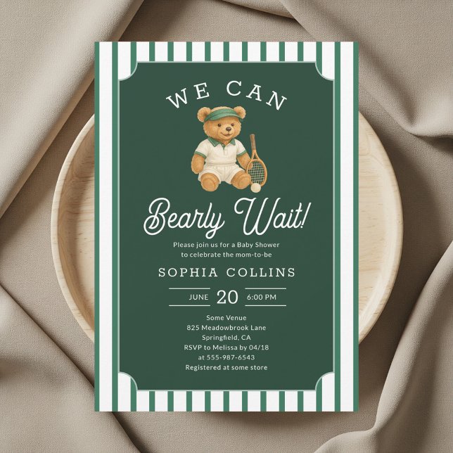 Convite We Can Bearly Wait Preppy Bear Tartan Baby Shower (Criador carregado)