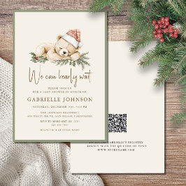Convite We Can Bearly Wait QR Christmas Baby Shower