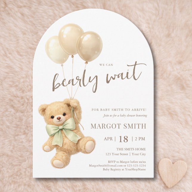 Convite We Can Bearly Wait Teddy Bear Baby Shower (Criador carregado)