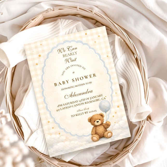 Convite We Can Bearly Wait Teddy Bear Baby Shower (Criador carregado)