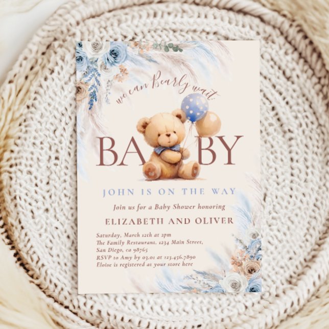 Convite We Can Bearly Wait Teddy Bear Baby Shower (Criador carregado)