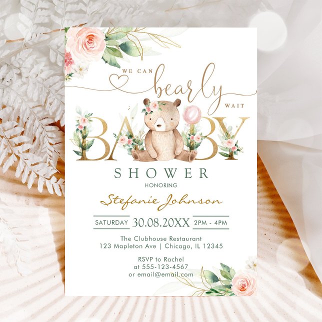Convite We Can Bearly Wait Teddy Bear Baby Shower (Criador carregado)
