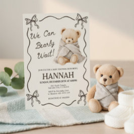 Convite We Can Bearly Wait, Teddy Bear Baby Shower 