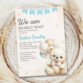 Convite "We Can Bearly Wait! Teddy Bear Baby Shower