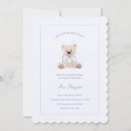 Convite We Can Bearly Wait Teddy Bear Blue Baby Shower