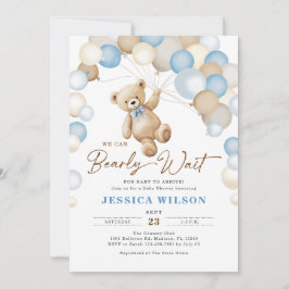 Convite We Can Bearly Wait Teddy Bear Boy Baby Shower