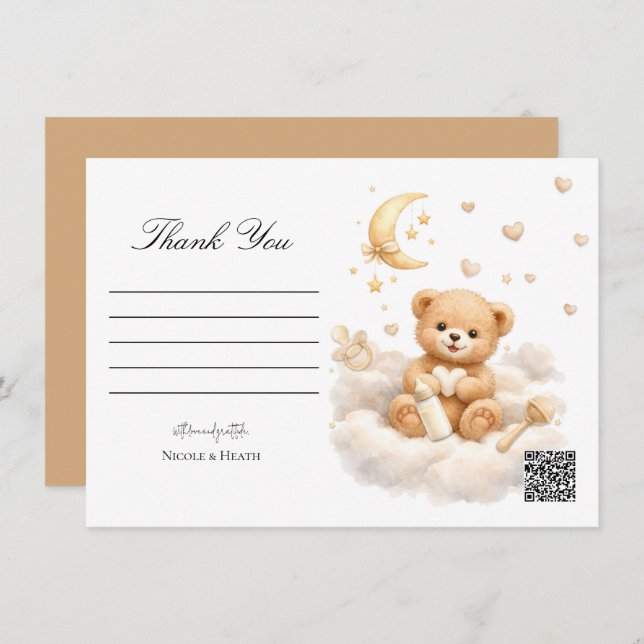 Convite We can Bearly Wait Teddy Bear Thank You Card (Frente/Verso)