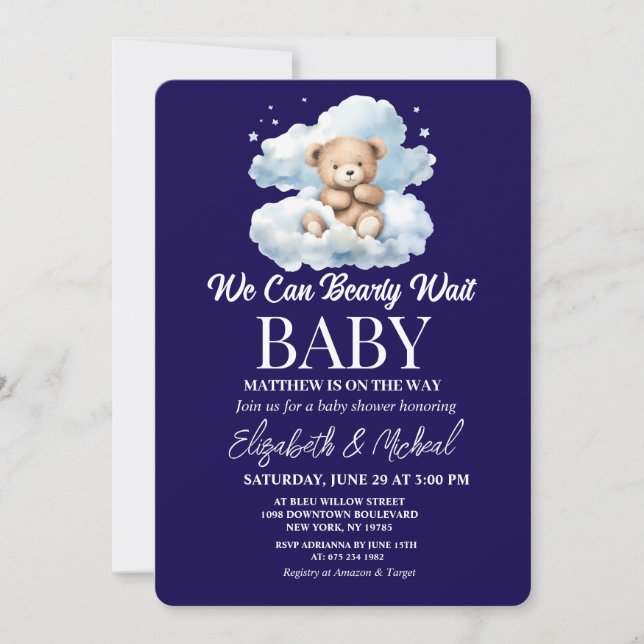 Convite We Can Bearly Wait Theme Baby Shower Invitation (Frente)