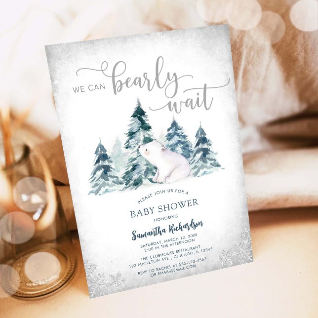 Convite We Can Bearly Wait Winter Baby Shower Invitation (Criador carregado)