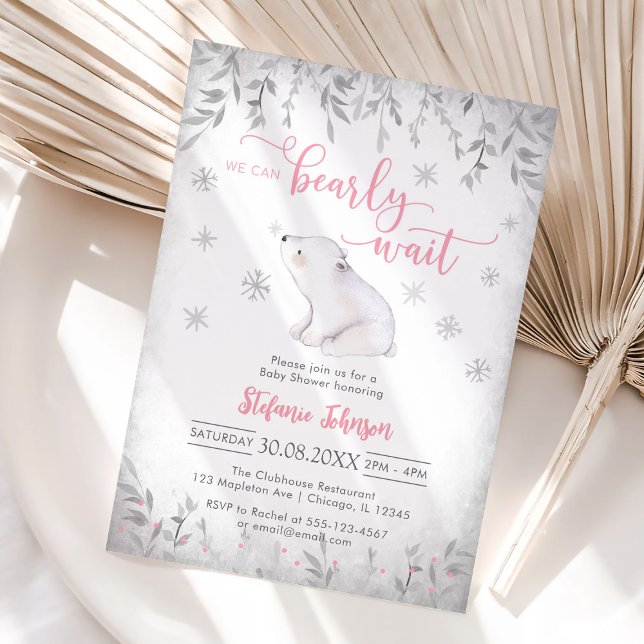 Convite We Can Bearly Wait Winter Baby Shower Invitation (Criador carregado)