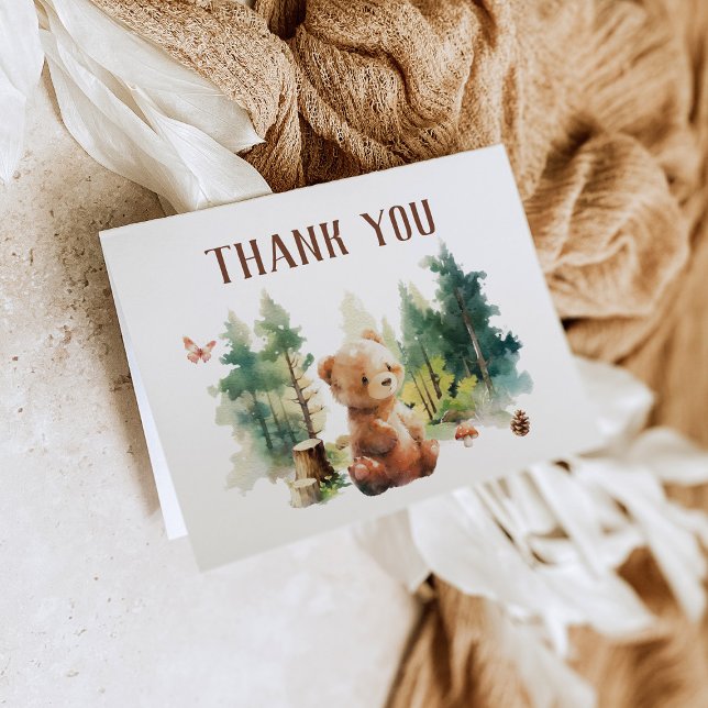 Convite We Can Bearly Wait Woodland Baby Shower Thank You (Criador carregado)