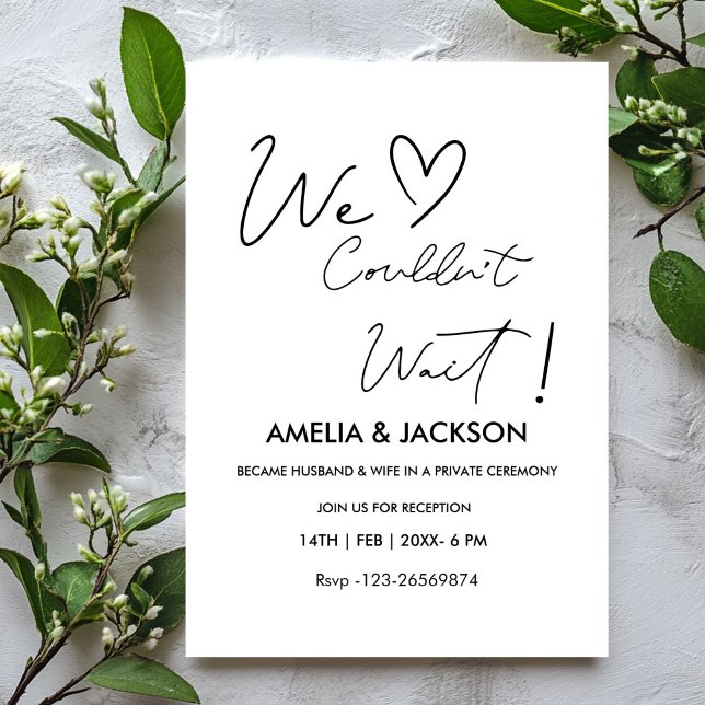 Convite We Couldn’t Wait,Wedding  Reception Invitation  (Criador carregado)