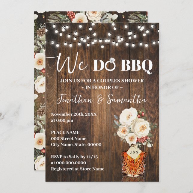 Convite We do BBQ Couple Shower Country Winter Wedding (Frente/Verso)