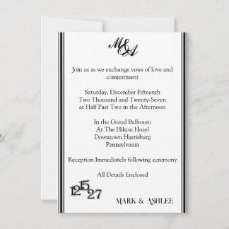 Convite We Do, Black & White Wedding Invitation