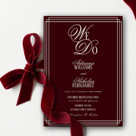 Convite We Do Burgundy Old Money Wedding