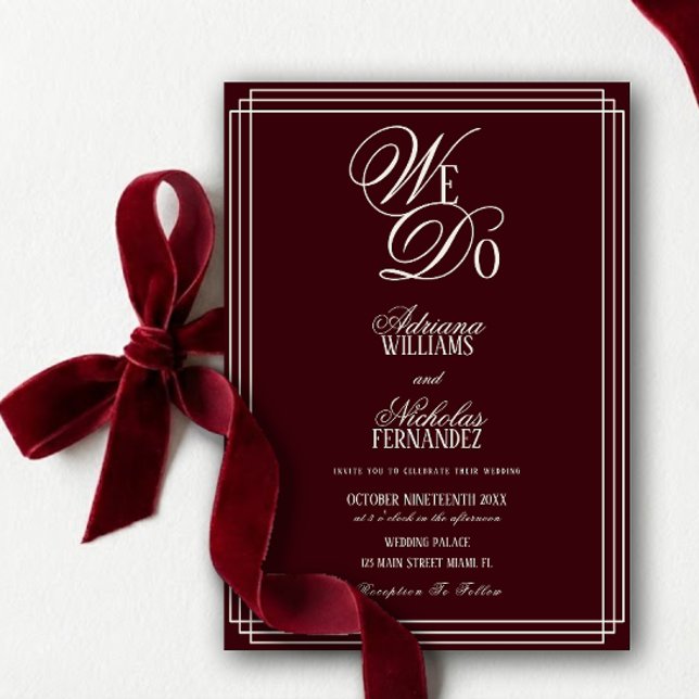 Convite We Do Burgundy Old Money Wedding (Criador carregado)