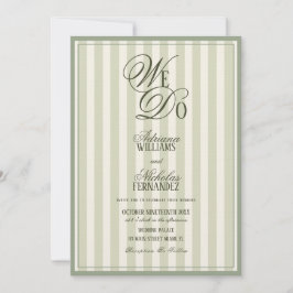 Convite We Do Elegant Striped Ivory Green Wedding