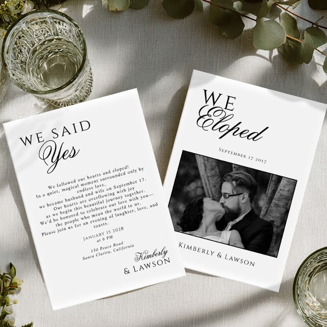 Convite We eloped Photo card Elopement Announcement (Criador carregado)