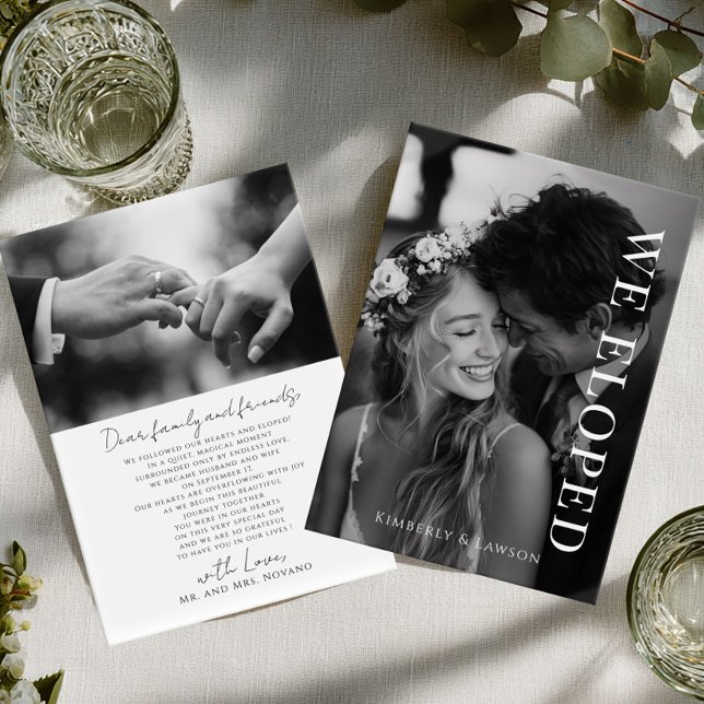 Convite We eloped Photo card Elopement Announcement (Criador carregado)