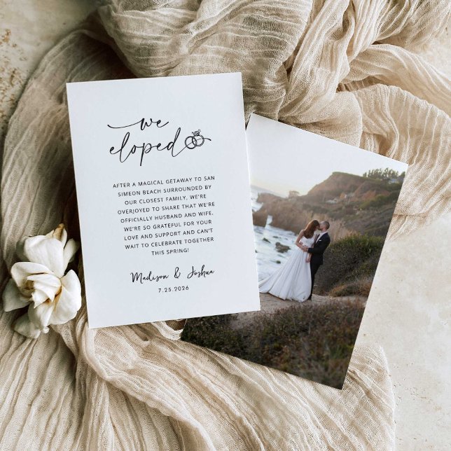 Convite We Eloped Wedding Announcement | Photo Template (Criador carregado)