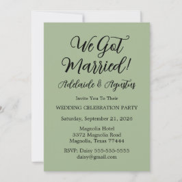 Convite We Got Married Green Invitation