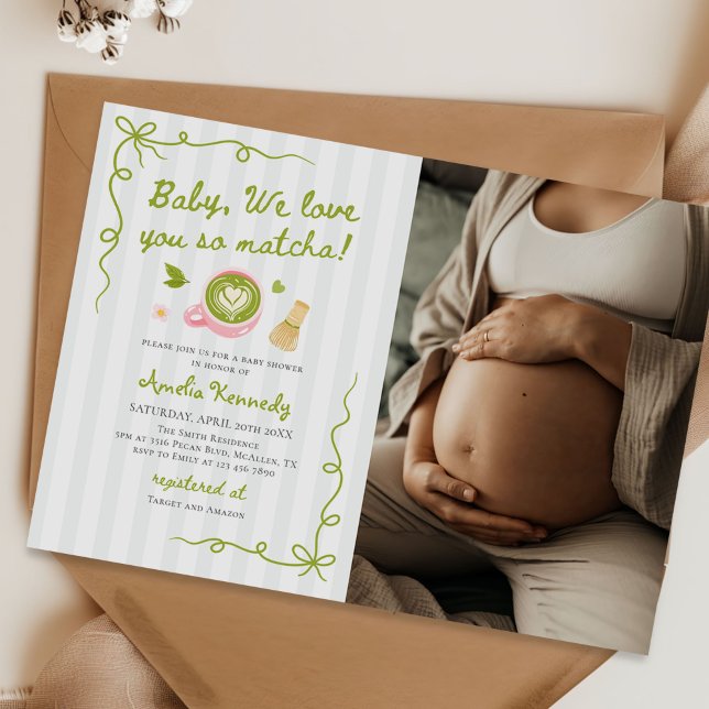 Convite We Love You So Matcha Green Tea Baby Shower Photo (Criador carregado)