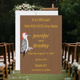 Convite We Pecked the Date Funny Woodpecker
