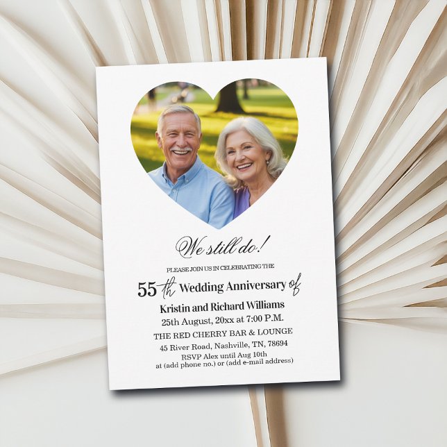 Convite We Still Do 55th Wedding Anniversary Photo (Criador carregado)