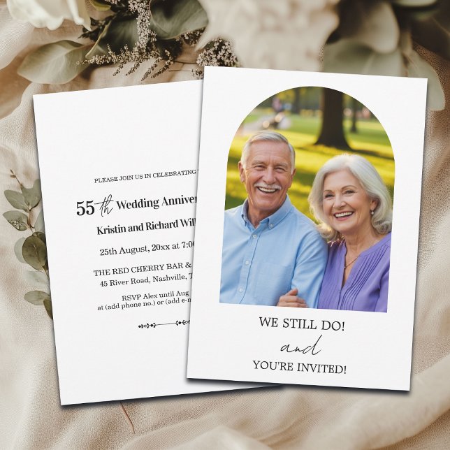 Convite We Still Do 55th Wedding Anniversary Photo (Criador carregado)