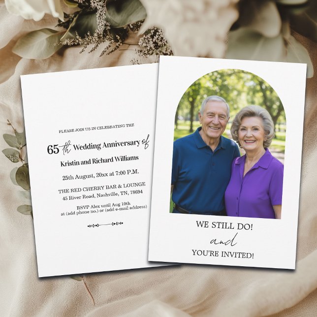 Convite We Still Do 65th Wedding Anniversary Photo (Criador carregado)