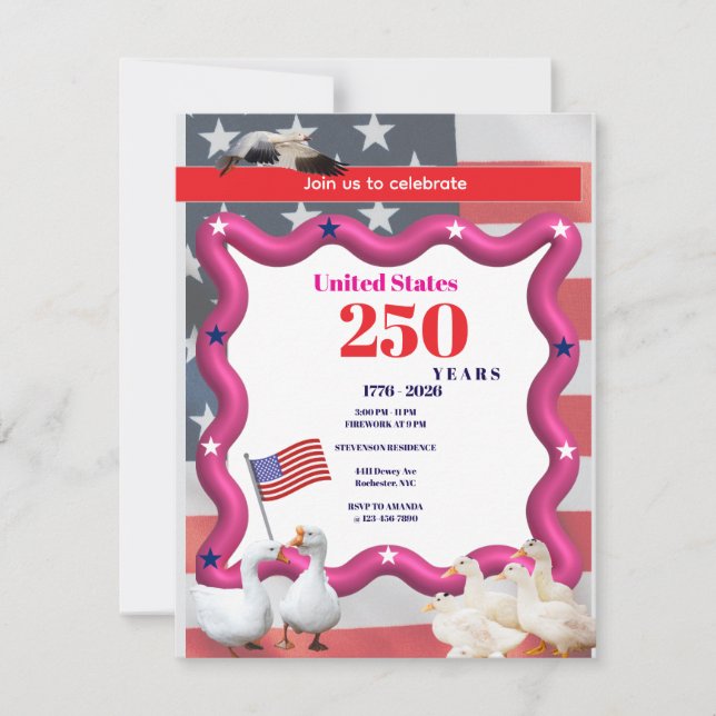 Convite We The Silly Geese 250th Funny Celebration (Frente)