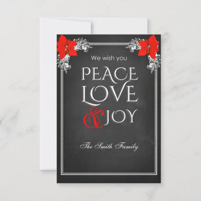 Convite We wish you peace love & joy (Frente)