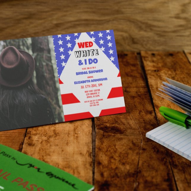 Convite Wed, White & I Do Patriotic Bridal Shower (Criador carregado)