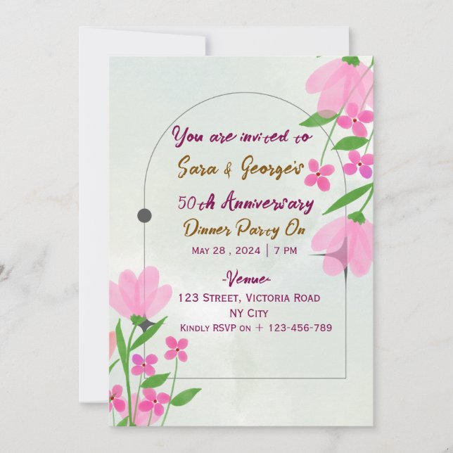 Convite Wedding Anniversary Invitations  (Frente)