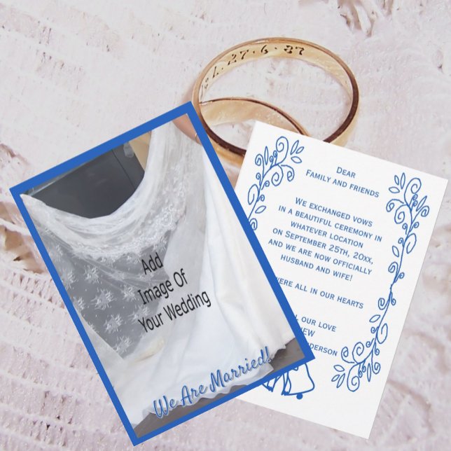 Convite Wedding Announcement Card Blue Sapphire Bells (Criador carregado)