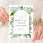 Convite Wedding-Arch Frame Watercolor Greenery and Foliage<br><div class="desc">This beautiful invitation features a watercolor design and your text.  Customize the text on the template form.  Select the option to customize further to change text styles and background colors.</div>