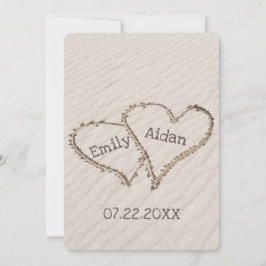 Convite Wedding Beach Hearts com Nomes