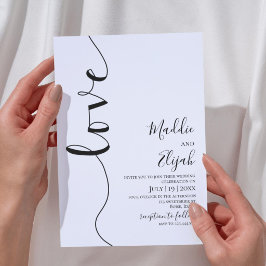 Convite Wedding, Black & White Simple, Typography, Script,