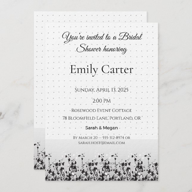 Convite Wedding Bridal Shower | Elegant Invite Design (Frente/Verso)