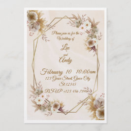 Convite Wedding Brown and beige Invitation