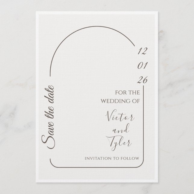 Convite Wedding Card – Modern Minimal Save The Date Arch  (Frente)