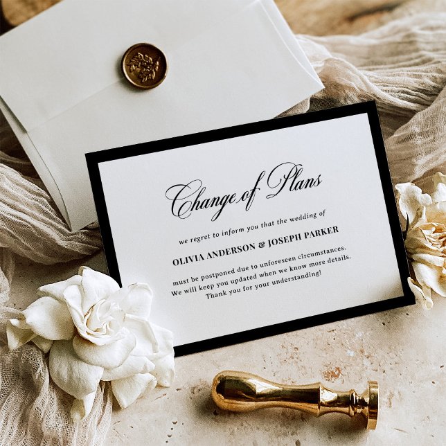 Convite Wedding Change of Plans Cancellation Announcement (Criador carregado)