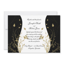 Convite Wedding curvado floral Dourado