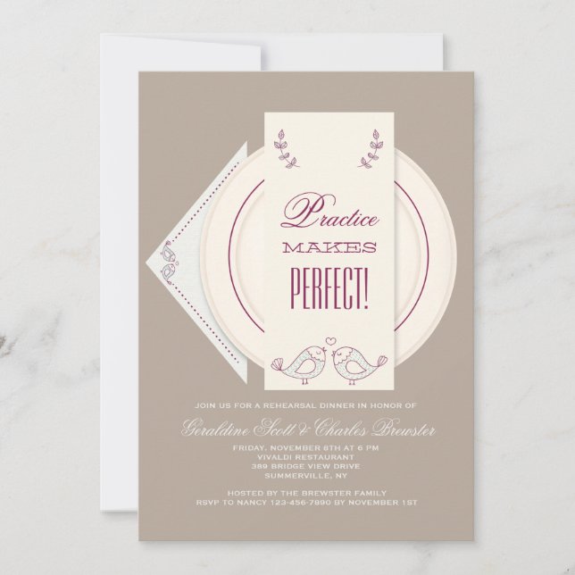 Convite Wedding do jantar de ensaio da mesa (Frente)