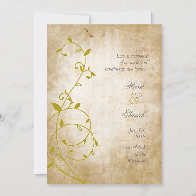 Convite Wedding dos ouro II doce da videira do (Frente)