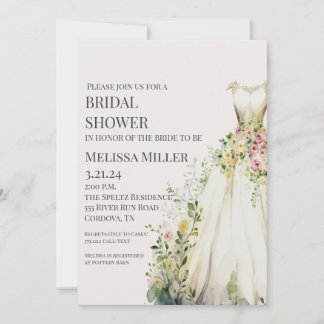 Convite Wedding Dress Bridal Shower Invitation
